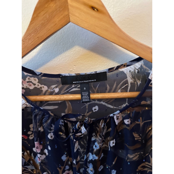 Women's White House Black Shear Sparkly‎ Market Blouse, S, Navy Multi - Picture 3 of 5